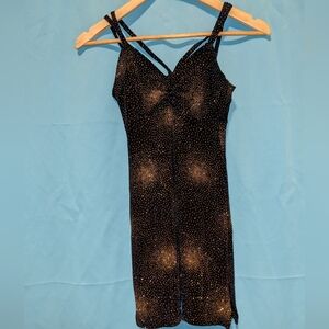 Black dress gold firework kind of pattern